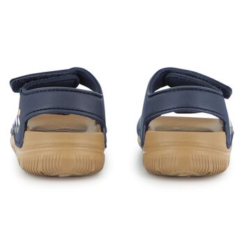 Boys Navy Blue & Beige Logo Sandals