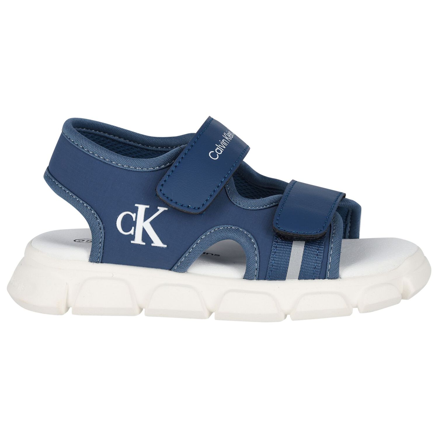 Younger Boys Blue & White Logo Sandals, 1, hi-res