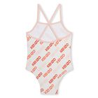Younger Girls Ivory & Pink Logo Swimsuit, 1, hi-res