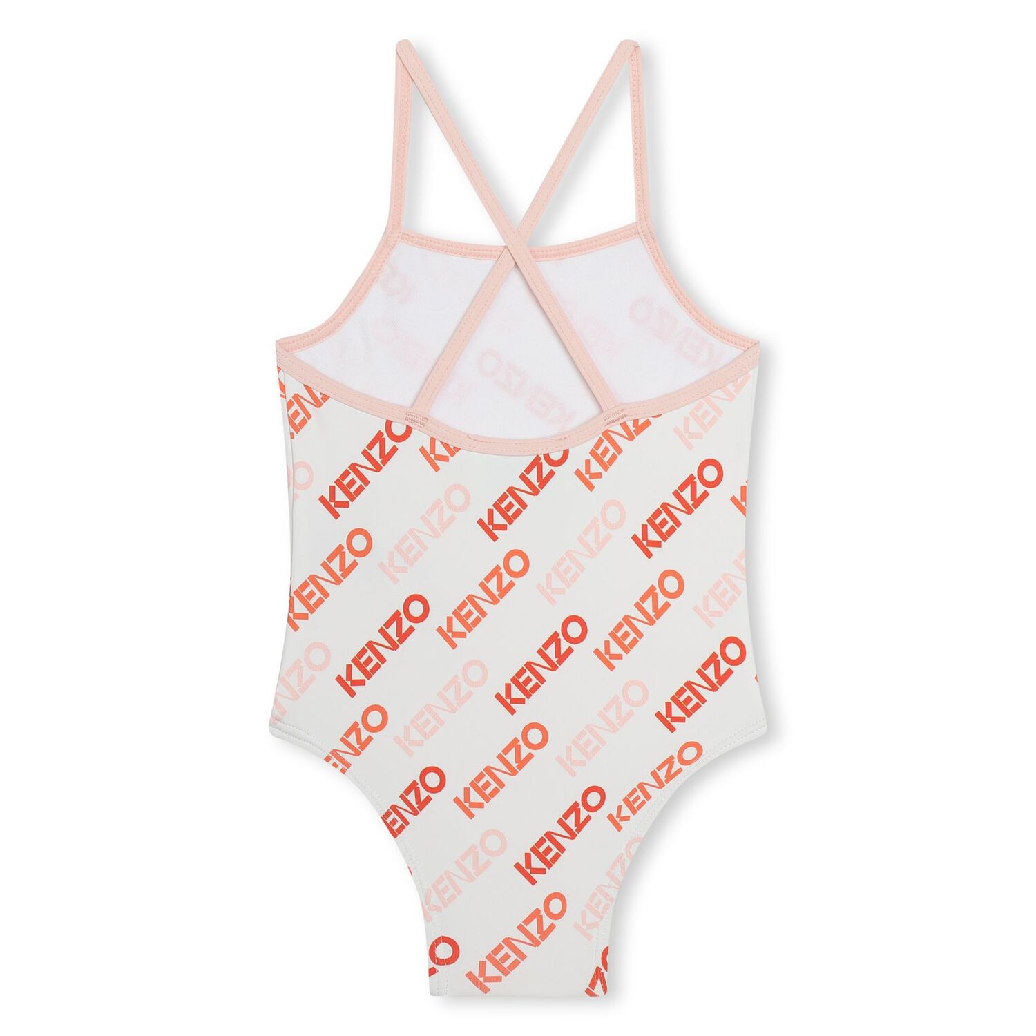Younger Girls Ivory & Pink Logo Swimsuit, 1, hi-res image number null