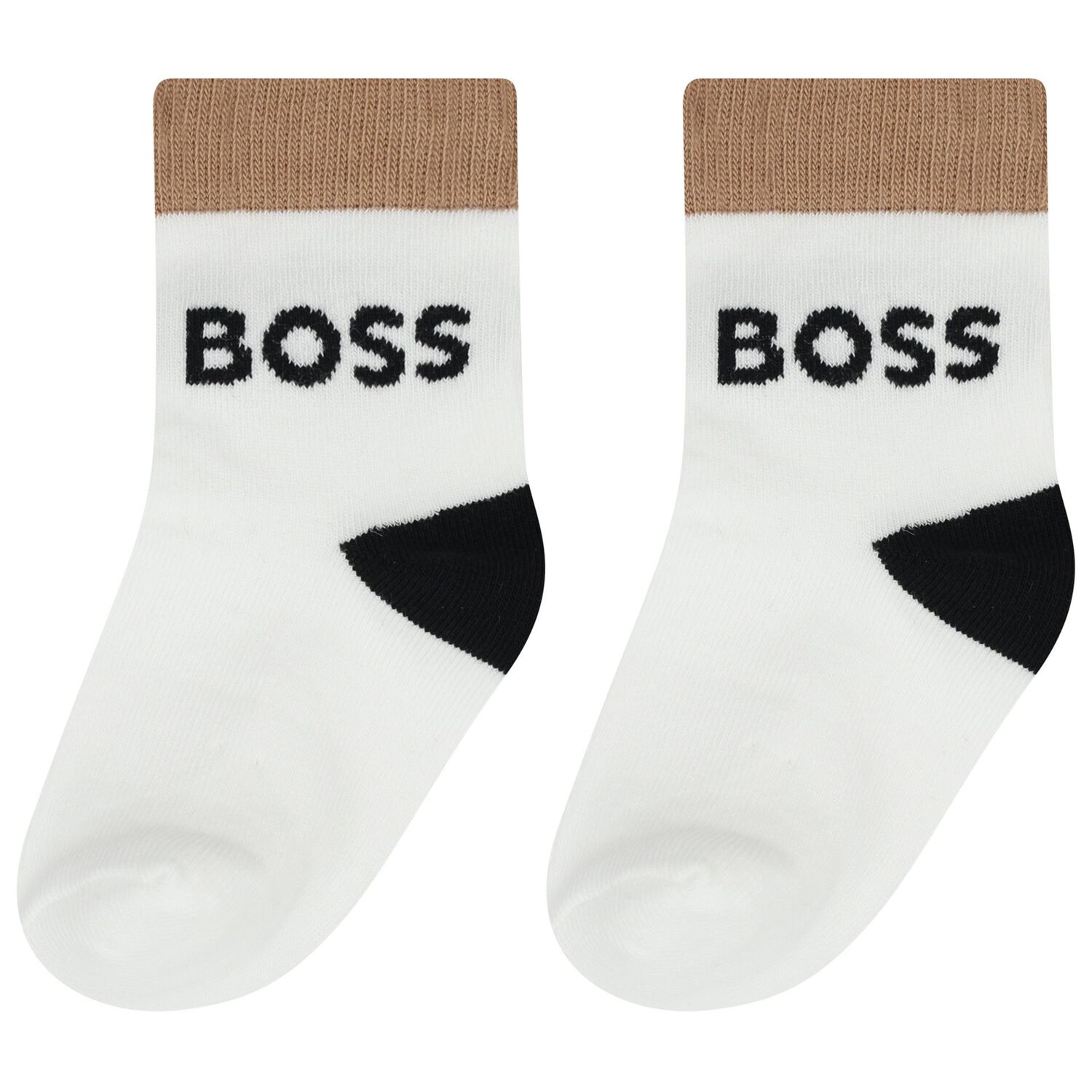 Baby Boys White, Black & Beige Logo Socks ( 3-Pack ) , 1, hi-res