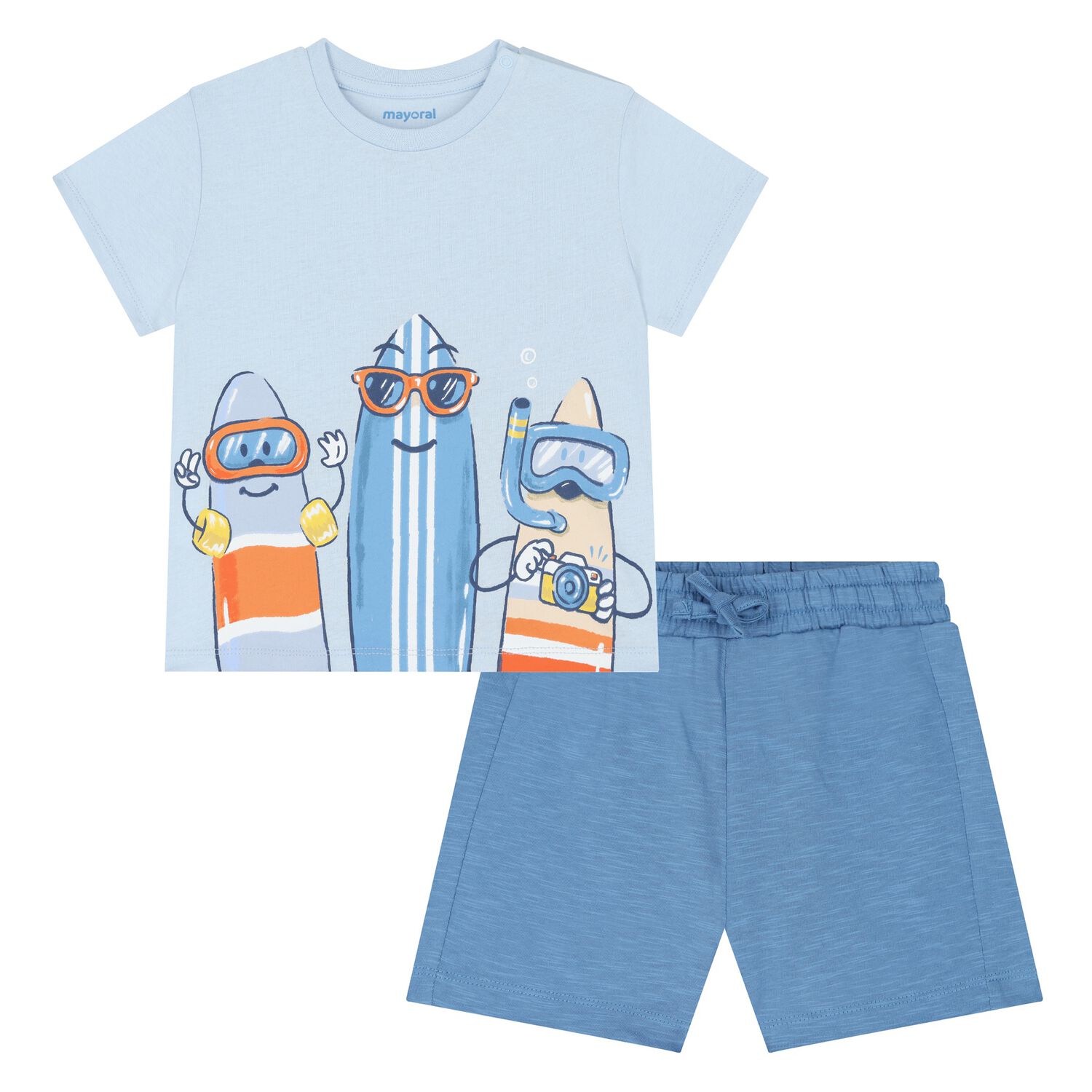 Younger Boys Blue Shorts Set, 3, hi-res