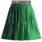 Girls Green Logo Pleated Skirt, 1, hi-res