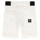 Younger Boys White Logo Shorts, 1, hi-res