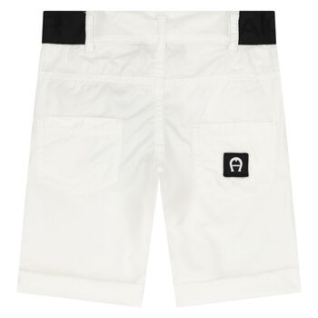 Younger Boys White Logo Shorts