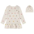 Baby Girls Beige Knitted Dress Set, 1, hi-res