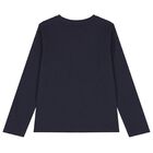 Boys Navy Blue Logo Long Sleeve Top, 1, hi-res