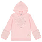 Girls Pink Embellished Heart Tracksuit, 1, hi-res