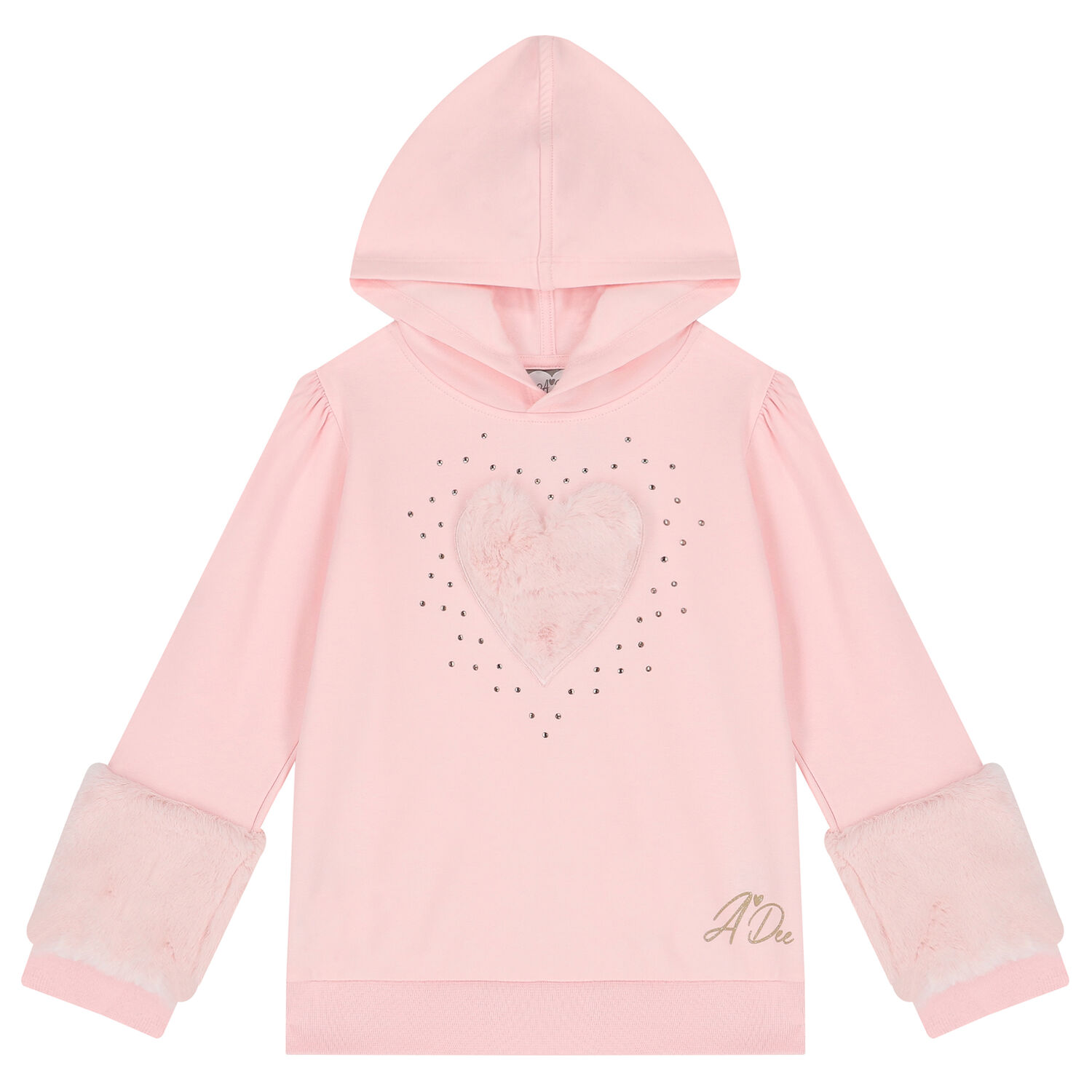 Girls Pink Embellished Heart Tracksuit, 1, hi-res