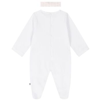 Baby Girls White Teddy Bear Bag Babygrow Set