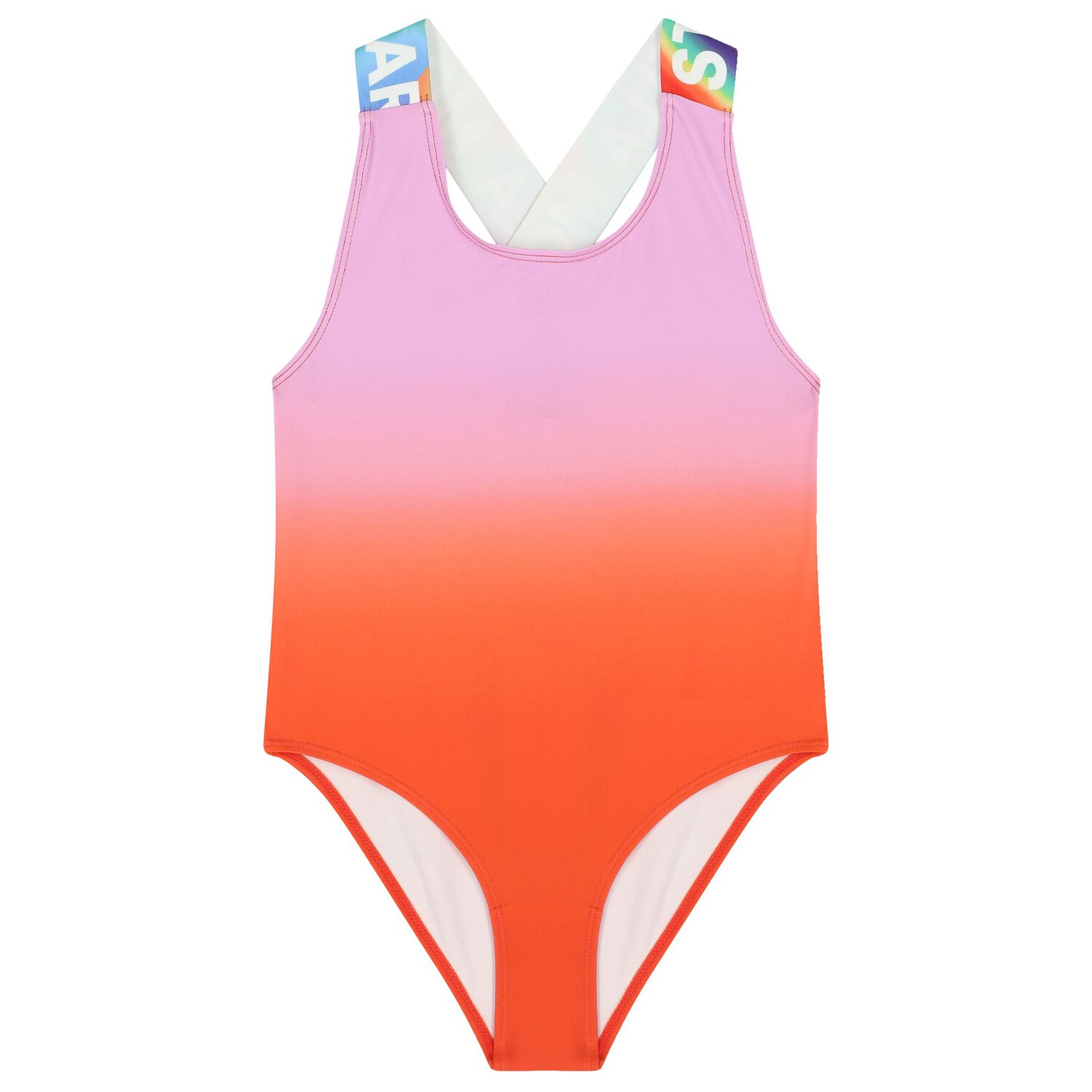 Girls Pink & Red Ombre Swimsuit, 1, hi-res