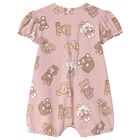 Baby Girls Pink Teddy Bear Romper, 1, hi-res