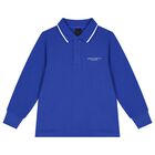 Boys Blue Logo Polo Shirt, 1, hi-res
