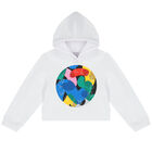 Girls White Logo Hooded Top, 1, hi-res