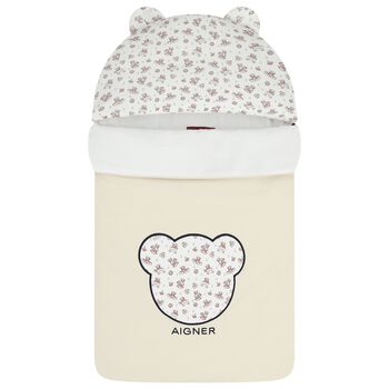 Beige & White Teddy Bear Logo Baby Nest