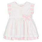 Baby Girls Pink & White Striped Dress, 1, hi-res
