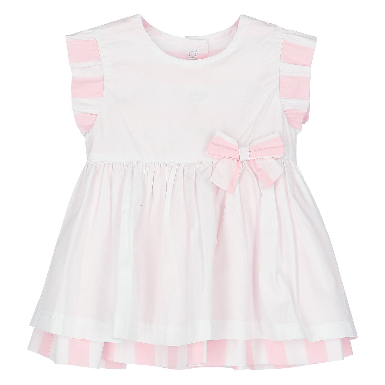 Baby Girls Pink & White Striped Dress, 1, hi-res image number null