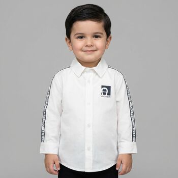 Younger Boys White Logo Shirt