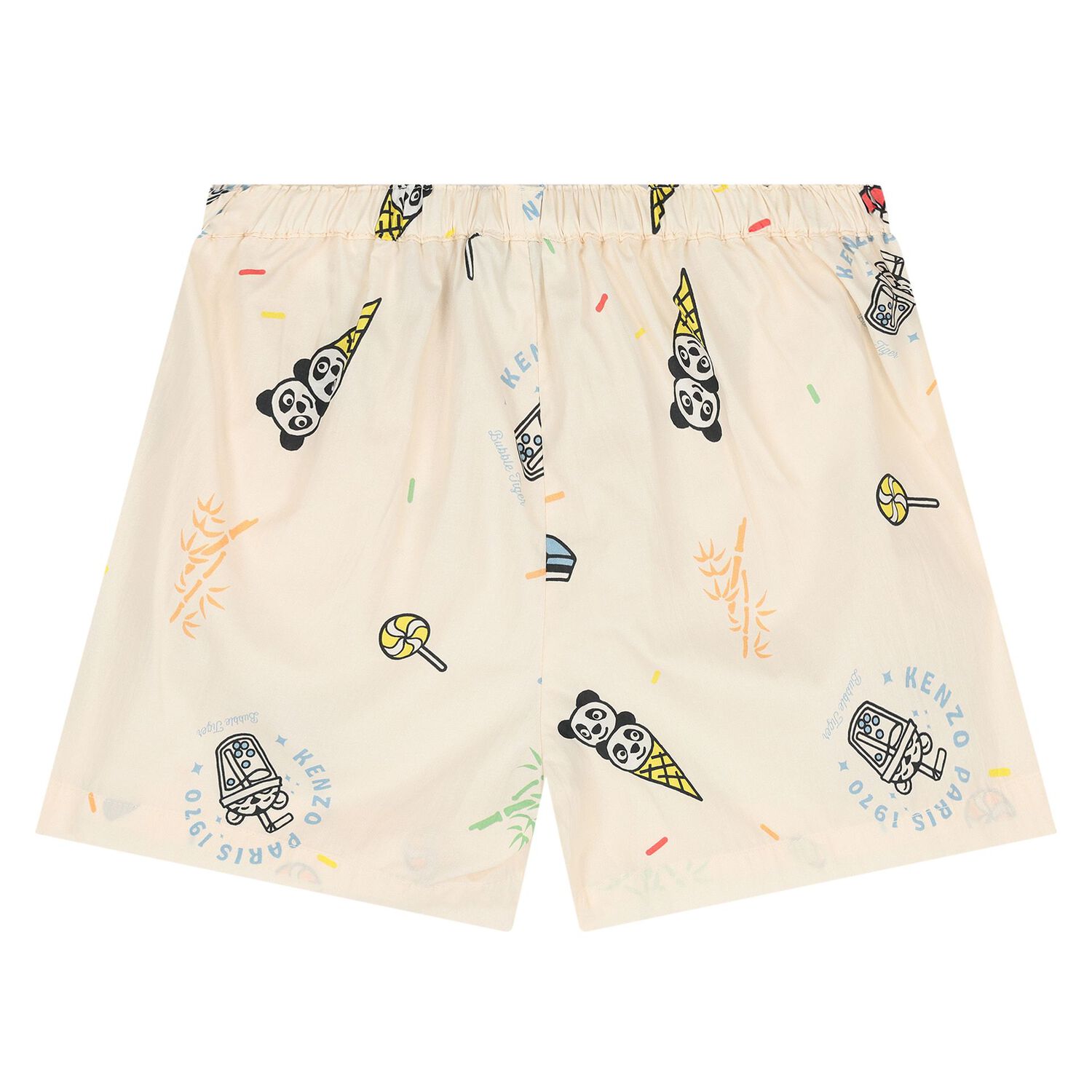 Younger Boys White & Ivory Bubble Tiger Shorts Set, 1, hi-res