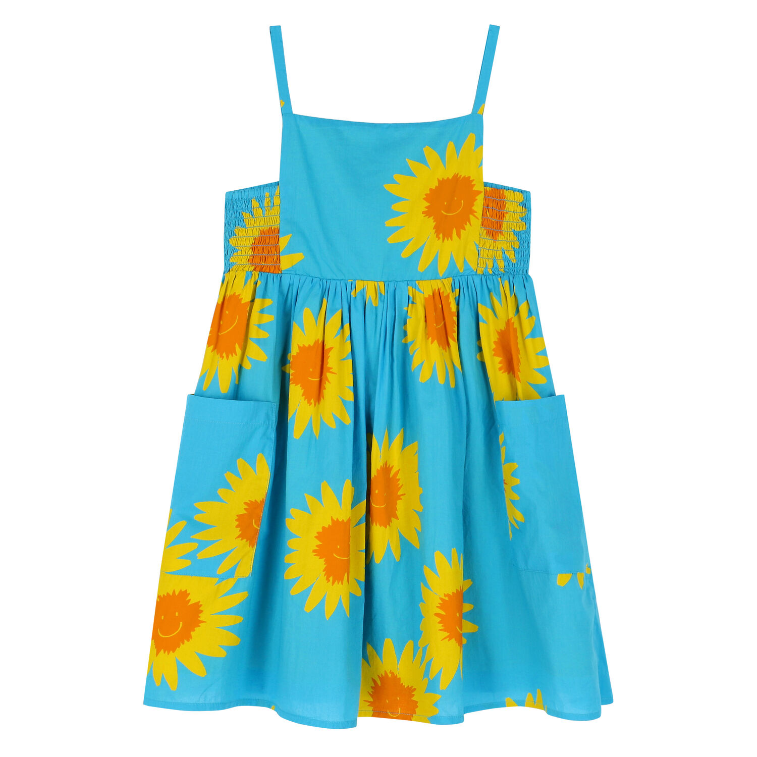 Girls Blue Floral Dress, 1, hi-res