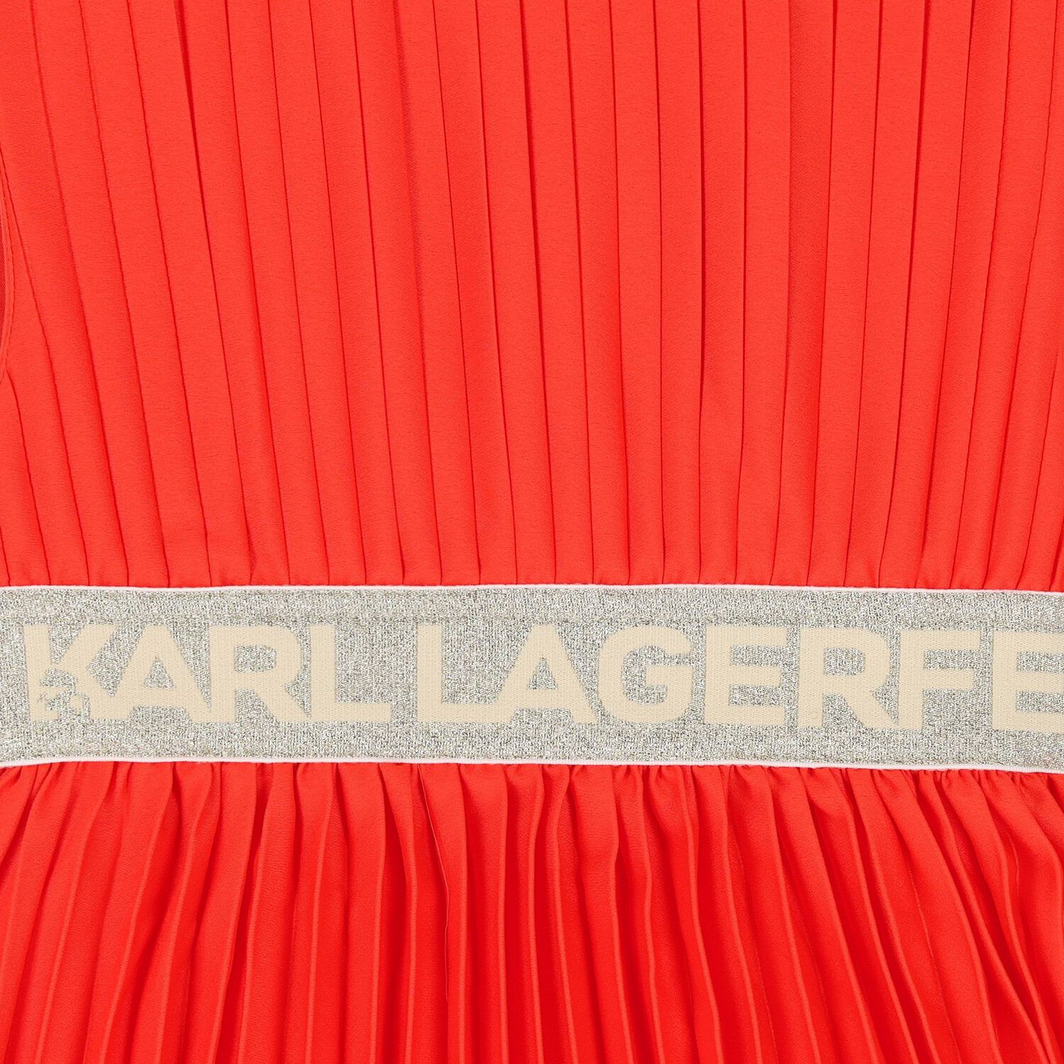 Girls Orange & Gold Pleated Dress, 1, hi-res