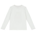 Boys White Teddy Logo Long Sleeve Top, 1, hi-res