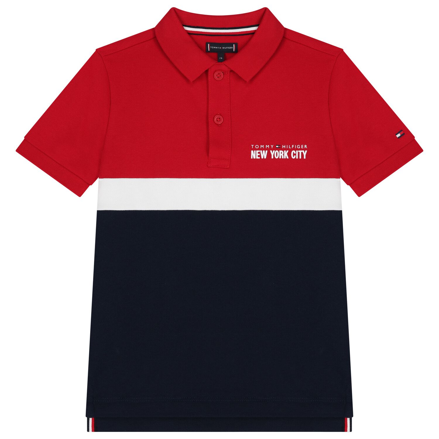 Boys Red & Navy Blue Logo Polo Shirt, 2, hi-res