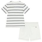 Baby Boys White Logo Shorts Set, 1, hi-res