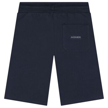 Boys Navy Blue Logo Shorts