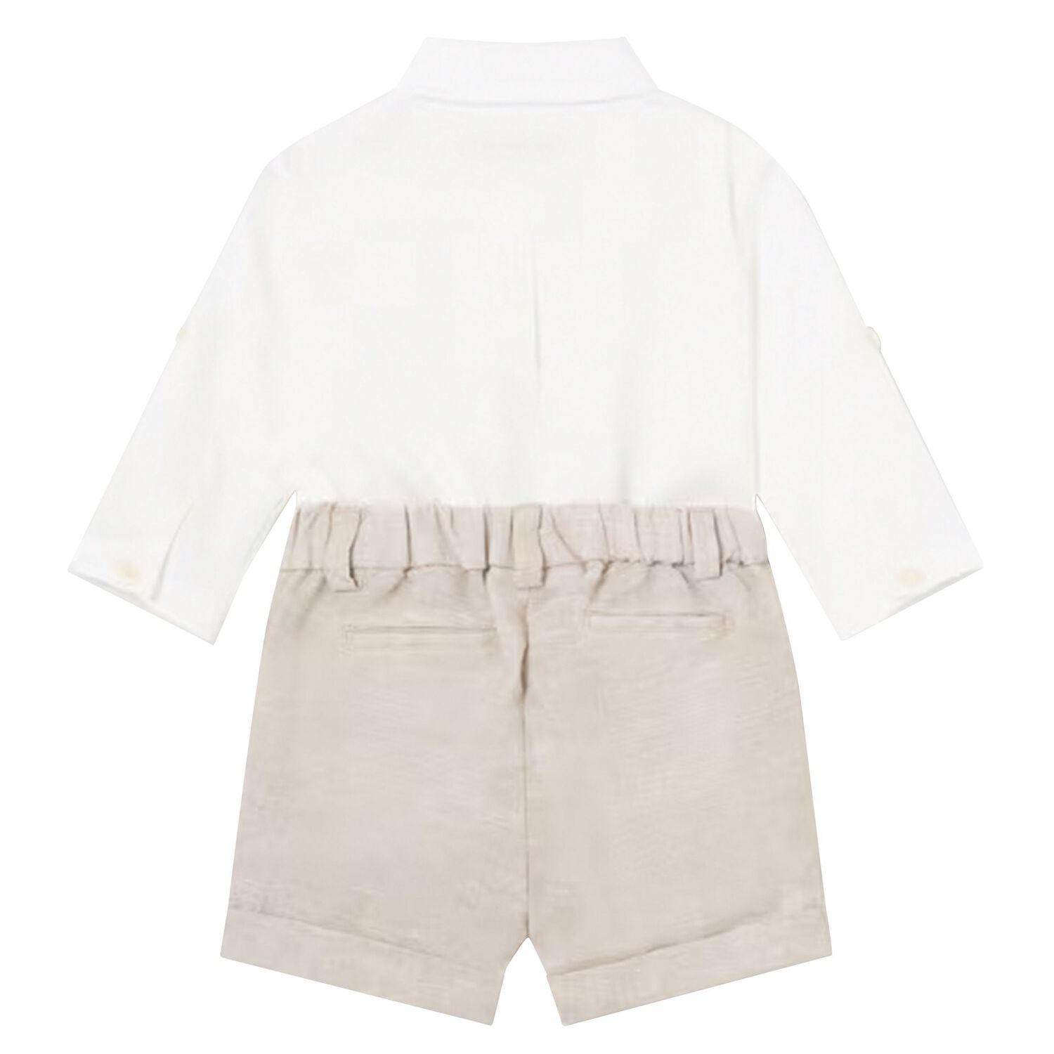 Baby Boys White & Beige Shorts Set, 3, hi-res image number null