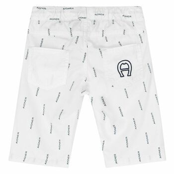 Younger Boys White Logo Shorts