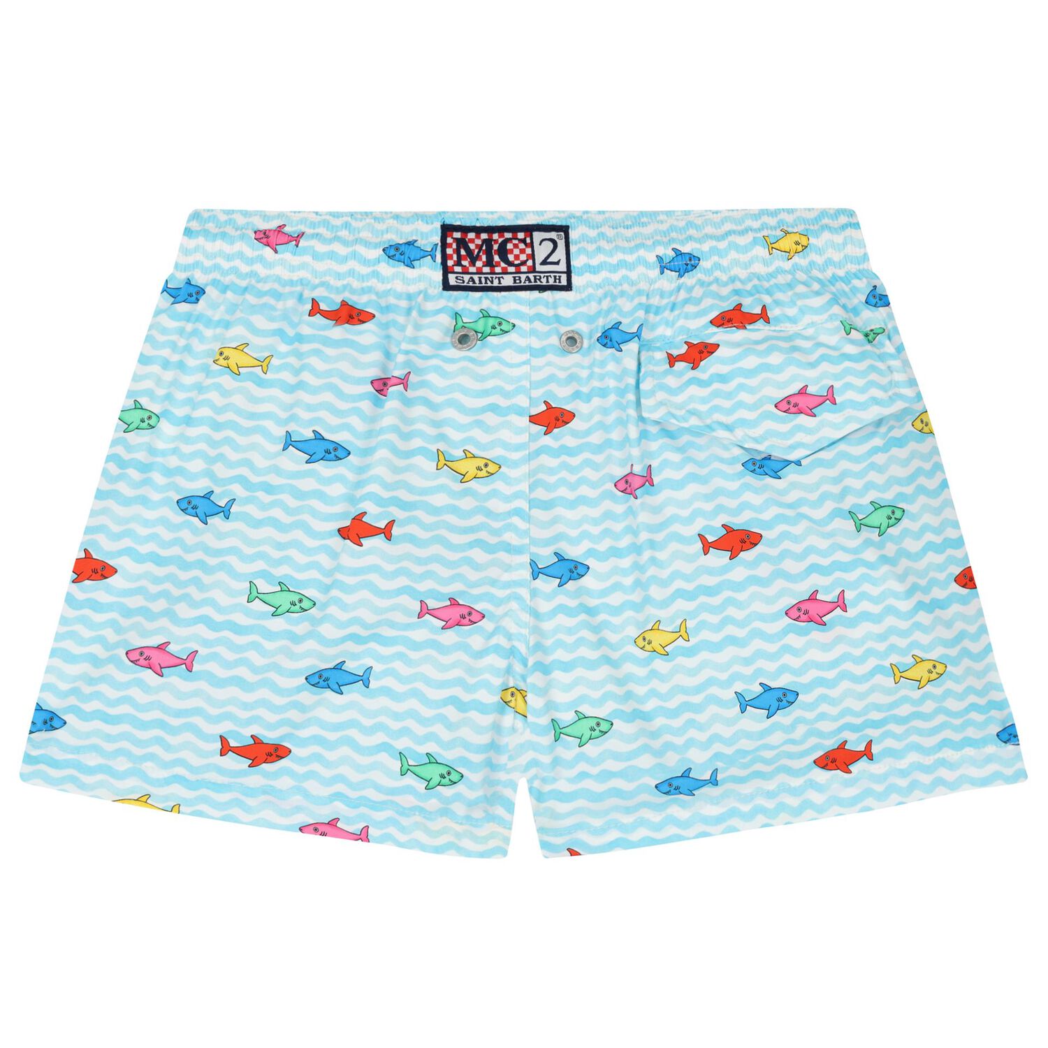 Boys Blue Sharks Print Swim Shorts, 1, hi-res image number null