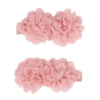Girls Pink Tulle Flower Hairclips ( 2 Pack )