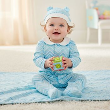 Baby Boys Blue Zig Zag Babygrow Gift Set  