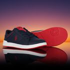 Boys Navy Blue & Red Logo Trainers, 1, hi-res