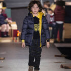 Boys Navy Tartan Trousers, 1, hi-res