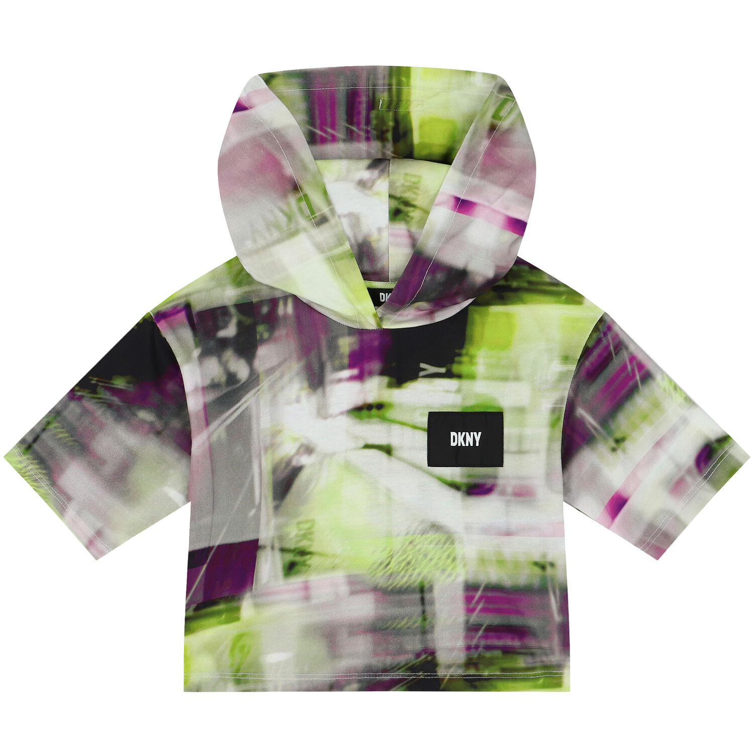 Girls Green, Black & Purple Logo Hooded T-Shirt, 1, hi-res image number null