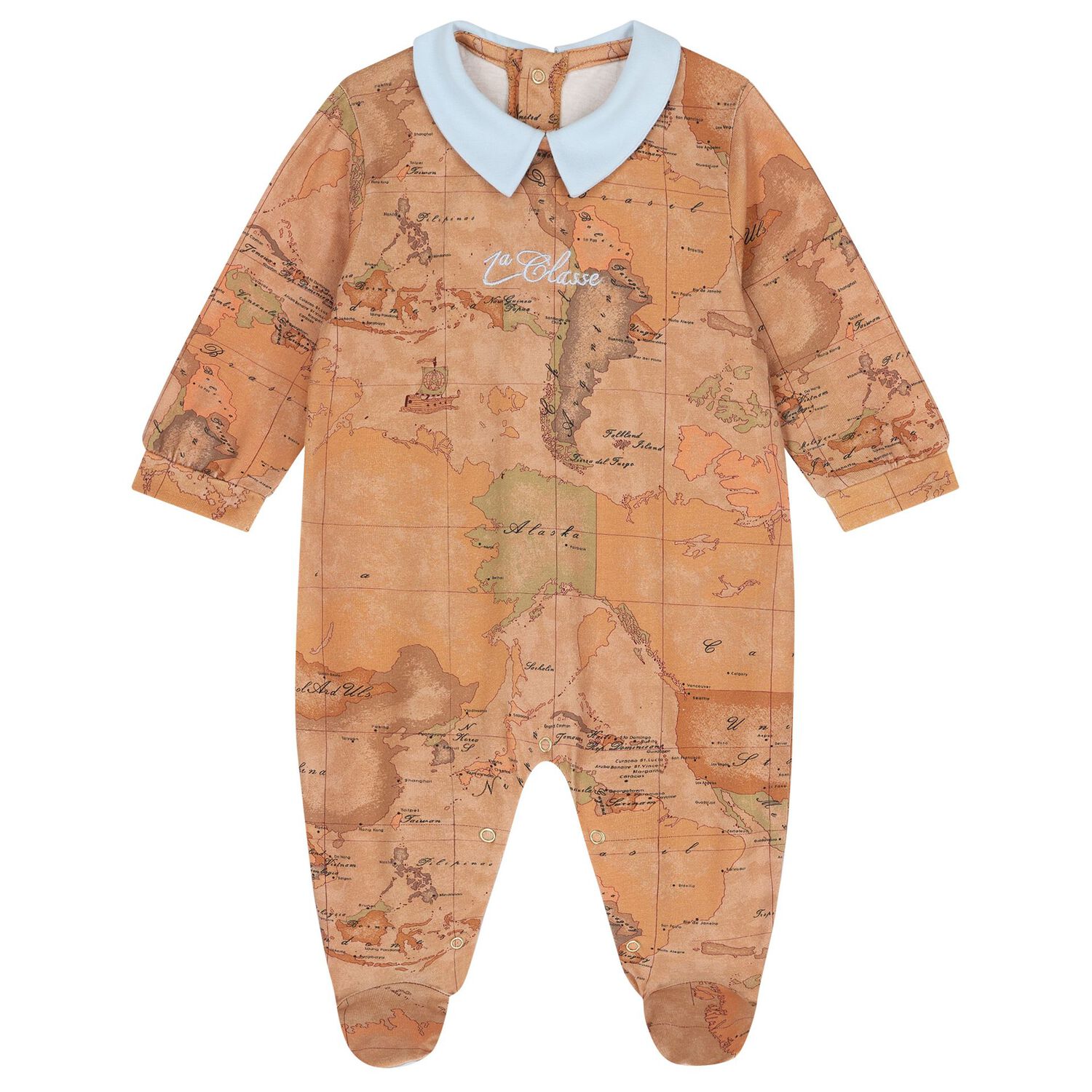 Baby Boys Beige & Blue Geo Map Babygrow Gift Set, 1, hi-res