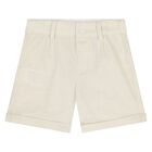 Younger Boys White & Beige Shorts Set, 2, hi-res