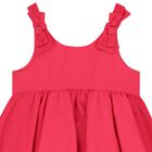 Girls Pink Bow Tiered Dress, 2, hi-res
