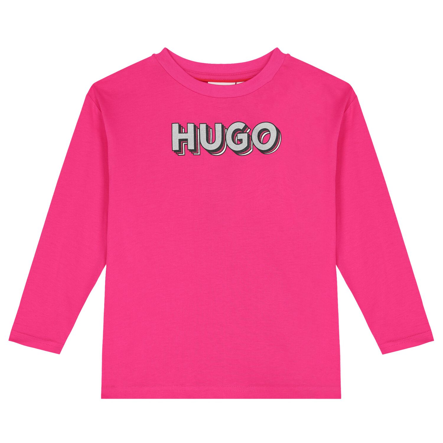 Girls Pink Logo Long Sleeve Top, 2, hi-res