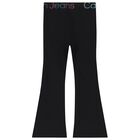 Girls Black Logo Leggings, 1, hi-res