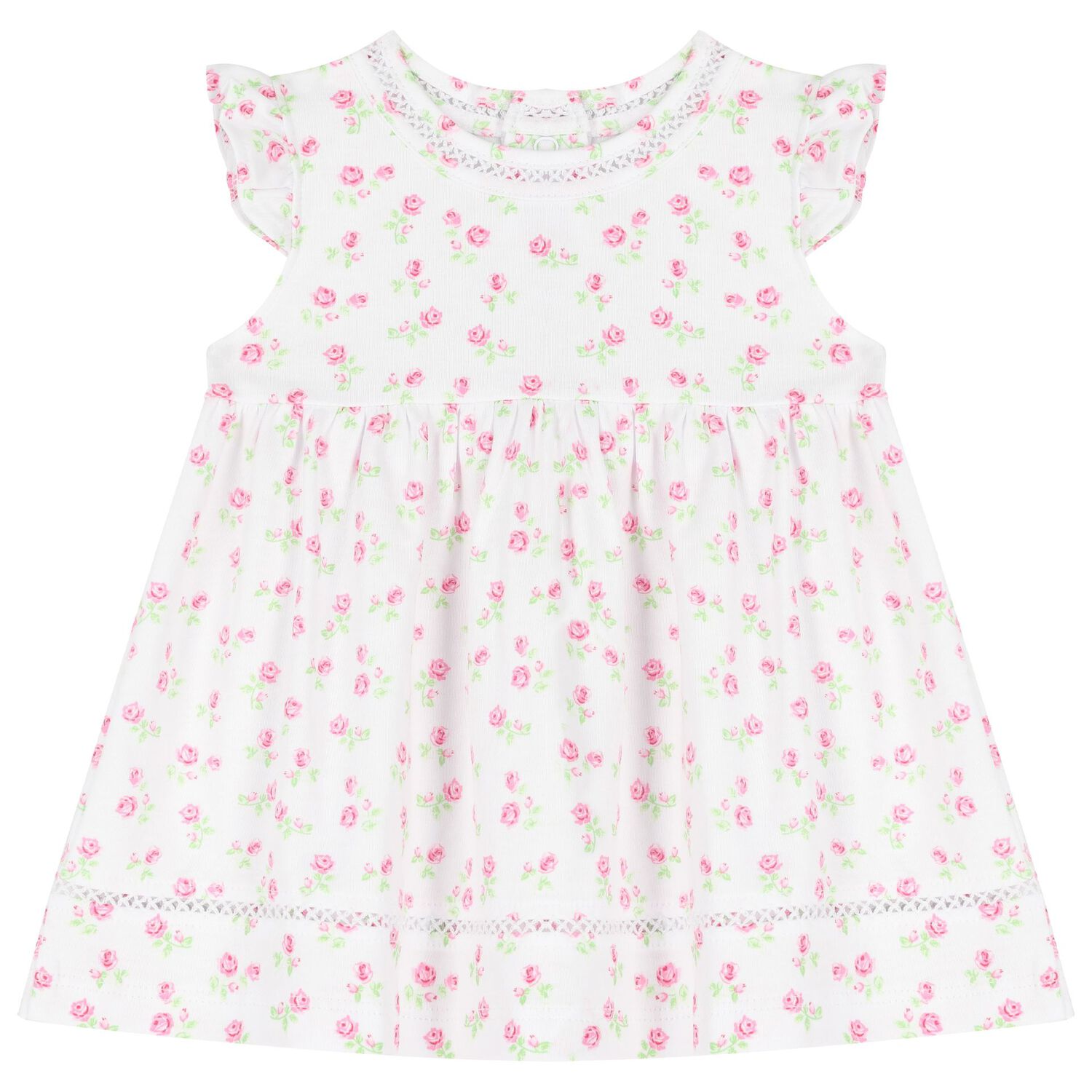 Baby Girls White Rose Print Dress Set, 1, hi-res