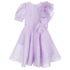 Girls Violet Ruffle Dress, 2, hi-res