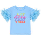 Girls Blue Sequins T-Shirt, 1, hi-res