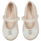 Younger Girls Ivory Bow Shoes, 3, hi-res