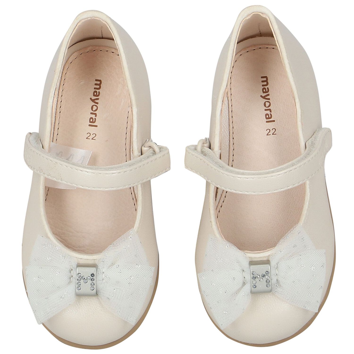 Younger Girls Ivory Bow Shoes, 3, hi-res image number null