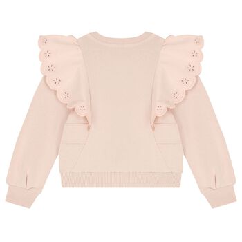 Girls Pink logo Flower Sweatshirt
