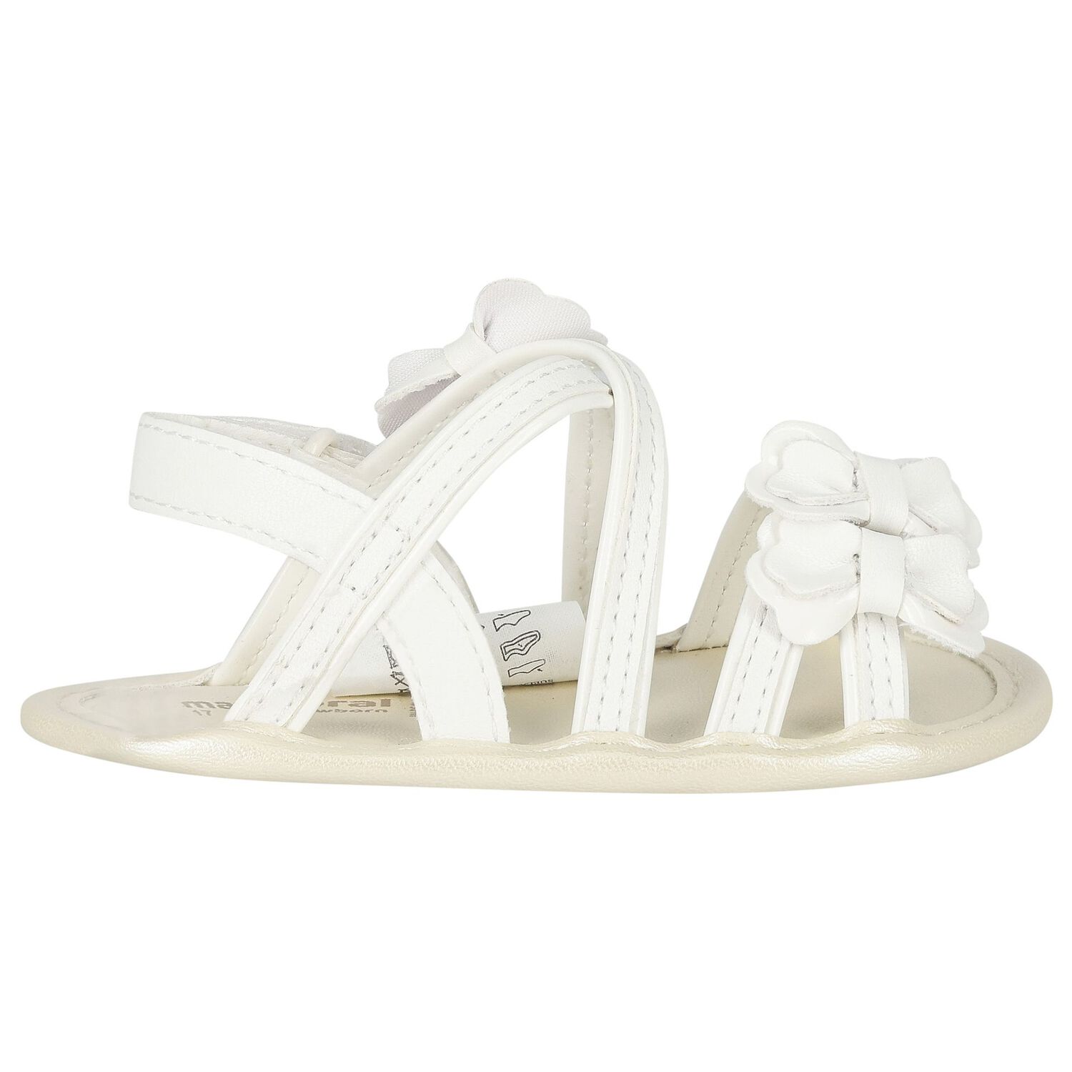 Baby Girls White Bow Sandals, 1, hi-res image number null