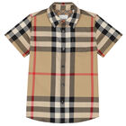 Boys Beige Checkered Shirt, 1, hi-res